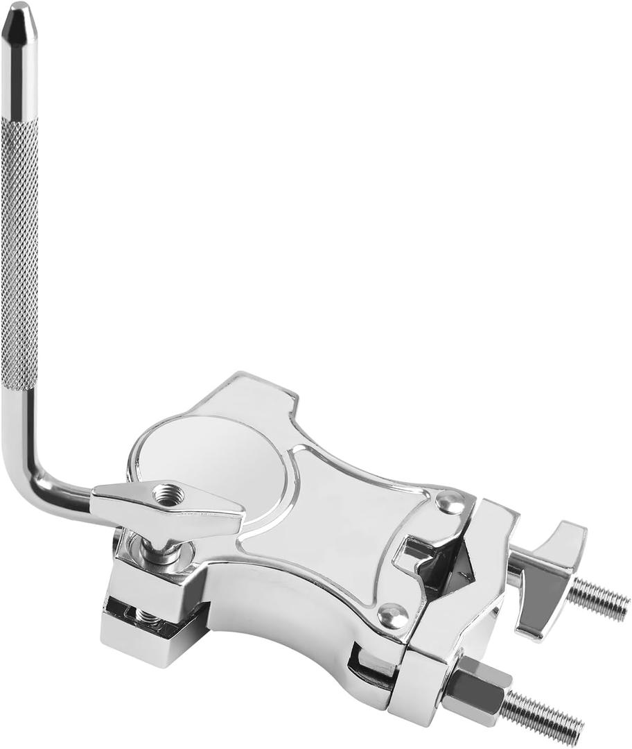 L-Rod Cowbells Cymbal Clamp, Zinc Alloy Tom Mounts for Drums Clamp, Percussion Mounting Bracket for Cowbells, Jam Blocks, Tambourines, Mini Timbales, and Electronic Pads to A Stand (L-Rod)