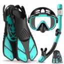 Snorkeling Gear for Adults Men Women,4 in 1 Snorkel Set with Panoramic View Diving Mask Anti-Fog Anti-Leak,Dry Top Snorkel,Fins and Travel Bag for Swimming,Snorkeling and Travel Diving, Size  S/M 4.5-8.5