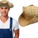 Nicky Bigs Novelties Adult Straw Tricorn Hat Adjustable Colonial, Pirate, & Southern Wide-Brim Hat for Men & Women Gardening, Outdoor Work, Historical Reenactment, Cosplay, & Costume Accessory