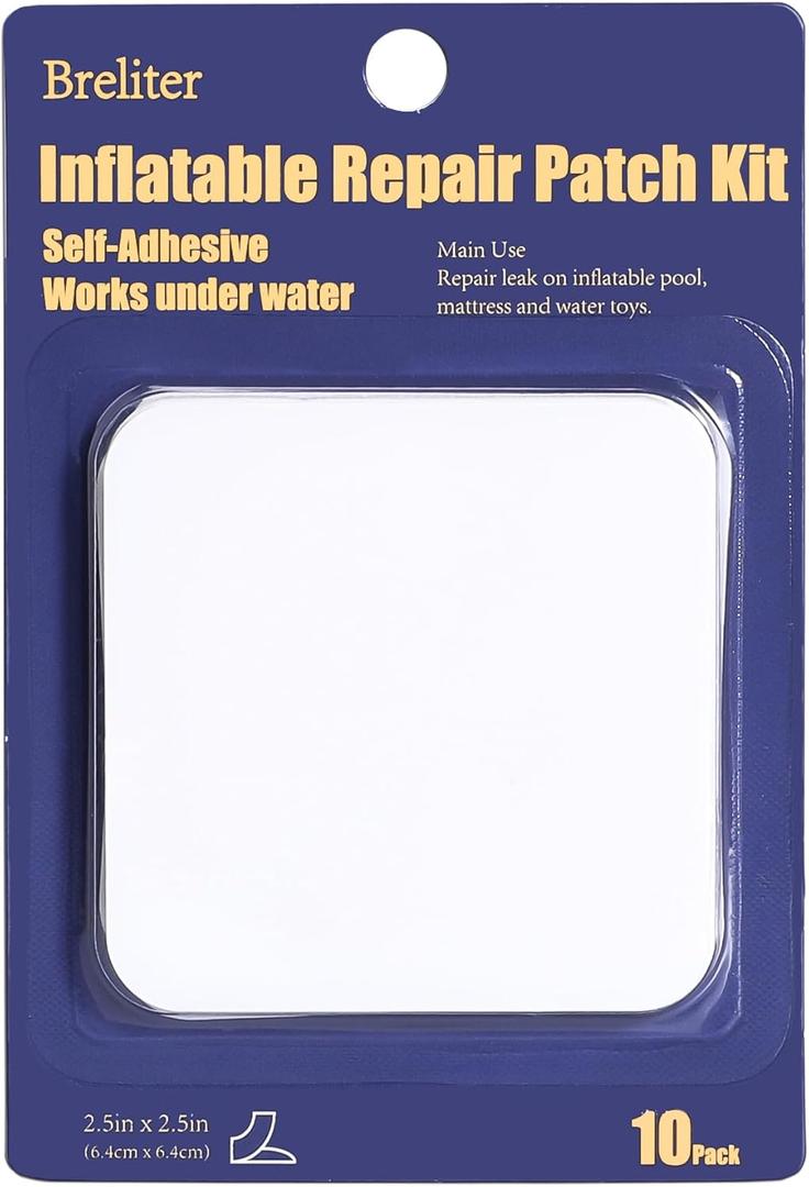 Inflatable Patch Repair Kit - Waterproof TPU Pool Repair Tape, Heavy Duty Repair Patch for Air Mattress, Bounce House, Inflatable Toys, Tent, Swimming Ring - 10 Packs of 2.5in x 2.5in, Square
