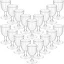Didaey 48 Pcs Disposable Plastic Wine Glasses 5 oz Party Wine Cups Hard Plastic Drinking Glasses with Stem Stackable Stemmed Goblets for Champagne Dessert Wedding Home Toasting(Clear)