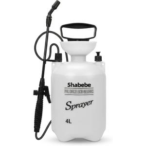 1 Gallon Pump Sprayer for Lawn & Garden Heavy-Duty Hand Pressure Sprayer with 16" Long Wand, 4 Nozzles, Adjustable Spray, Leak-Resistant Garden Sprayer for Rock Mulch Stabilizer