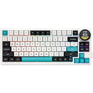 Feker K75 Lite Gasket Mechanical Keyboard with Screen and Knob, USB-C/BT5.0/2.4G Hot Swappable Creamy Wireless Gaming Keyboard with 5000mAh Battery, RGB Backlit for Win/Mac 
