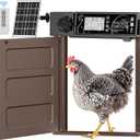 Large Size Automatic Chicken Coop Door Solar - Powered Auto Chicken Door Opener, Automatic Chicken Door with Timer/Light Sensor Modes, Intelligent Obstacle Sensors, Remote Control, 14.76"H x 11.02"L (Brown)