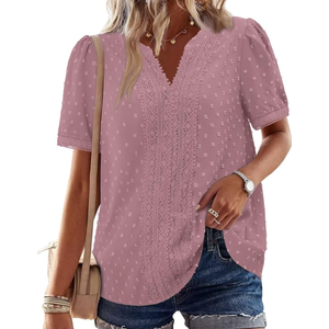 BETTE BOUTIK Women Summer Shirts Short Sleeve V Neck Tops Fashion Casual Blouses XXL