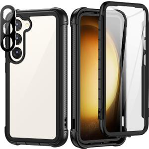 seacosmo Designed for Samsung Galaxy S23 Case, Full Body Shockproof Cover, with Built-in Screen Protector Slim Fit Protective Case for S23 6.1", Black