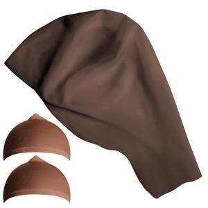 Iceyyyy 1 Pack Dark Brown Bald Cap,Elastic Halloween Bald Caps Brown Skin with 2 Hairnets,Black Latex Fake Wig Cap for Halloween Makeup Costume Theatre and Cosplay Party