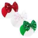Christmas Headbands for Girls Sequins Large Bows Toddler Glitter Hair Bows Christmas Hair Accessories Santa Headband Infant Kids Red White Green