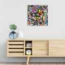 Ypxzzj Modern Abstract Canvas Wall Art for Living Room Graffiti Street Poster Pictures Paintings for Bedroom Urban Pop Wall Decor for Home Framed Ready to Hang(20''x20'')