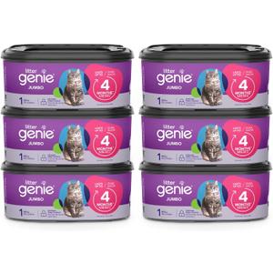 Litter Genie Refill Bags | Jumbo 6-Pack 168 total ft | Up to 24 months of supply in 6 cartridges | Ultimate Odor Control Cat Litter Bags