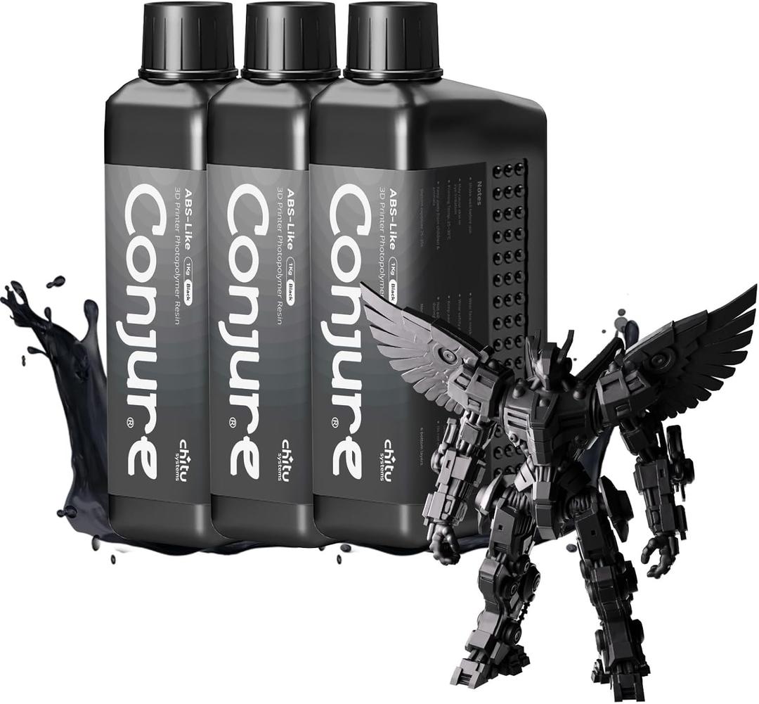 Chitu Systems ABS-Like Resin, 3D Printer Conjure Resin Fast Curing High Precision Non-Brittle, Black 3 * 1000g