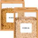Food Dispenser 2L,2 Pack Easy-to-Clean Bamboo Food Storage Containers Featuring a Removable PVC Door PanelCereal Cispensers For Serving Tea,Coffee,Sugar,Candy,Pasta,Spice