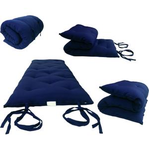 D&D Futon Furniture Traditional Japanese Floor Futon Mattresses, Foldable Cushion Mats, Yoga, Meditaion Single Size 3" Thick X 27" Wide X 80" Long (Navy)