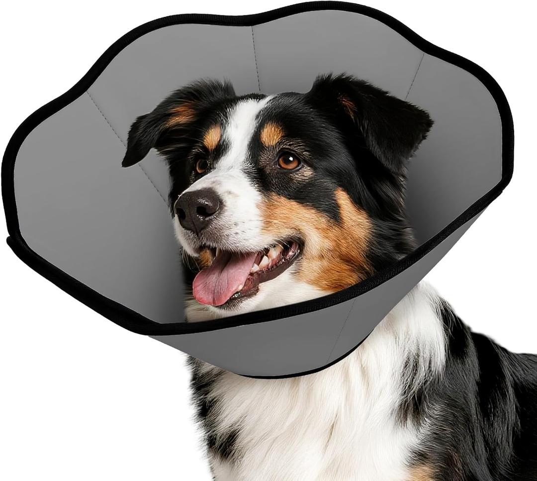 MIDOG Dog Cone Collar After Surgery, Soft Dog Cone Alternative to Stop Licking,Adjustable Elizabethan Recovery Cones for Small to Large Sized Dogs (Gray, L)