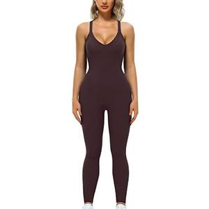 VUTRU Women's Sexy Sleeveless Bodycon V Neck Tank Long Rompers One Piece Crisscross Back Jumpsuits Playsuit Clubwear Large 