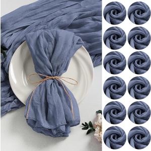 LZY 120 Pack Gauze Cheesecloth Napkins 20x20 Inch Dinner Cloth Napkins, Soft Boho Table Napkins Rustic Wrinkled Cheese Cloth Napkins Bulk for Wedding Party Baby Shower Event Decor (Dusty Blue)