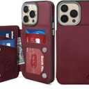 GUERNICA for iPhone 15 Pro Max Wallet Case with RFID Blocking Card Holder for Women Men, Kickstand Shockproof Phone Case for iPhone 15 Pro Max(6.7"),Wine Red