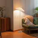 KUNJOULAM Pleated Floor Lamp, Pole Floor Lamps, Simple Design Tall Lamp with Fabric Lampshade, Standing Lamp for Living Room, Bedroom, Office, Home (Champagne Gold)