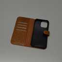 RMAWRAD Leather Case Compatible with iPhone 16 Pro Max Wallet 6.9",Genuine Leather 2in1 Magnetic Detachable Shockproof Kickstand,Flip Folio Cover with Card Slot,Wireless Charging RFID Blocking Brown