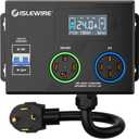 Smart Dryer Splitter for EV and Dryer, 240V Auto Power Switch for Dryer Outlet, 3-Color LED Ring, 3.4" LCD Display, No Rewiring Needed, NEMA 14-30 Plug, NEMA 14-30 & NEMA 14-50 Outlets (24 Amp)