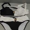 Eomenie Bikini Sets for Women Color Block Two Piece Bathing Suit V Neck Tie Back Swimsuit, Size -L