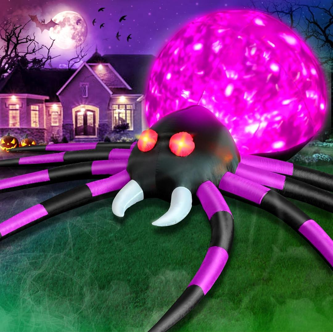 FunFanso 12 FT Halloween Inflatable Spider Outdoor Decorations for Yard, Huge Purple Crawling Spider with LED Rotating Flame, Giant Halloween Spider for Halloween Party Holiday Garden Lawn Patio Decor FunFanso 12 FT Halloween Inflatable Spider Outdoor Decorations for Yard, Huge Purple Crawling Spider with LED Rotating Flame, Giant Halloween Spider for Halloween Party Holiday Garden Lawn Patio Decor