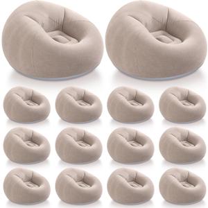 Realspring Inflatable Bean Bag Chairs Outdoor Blow up Camping Chairs Inflatable Lazy Sofa Folding Portable Bean Bag Loungers Couch for Movie Night(Coffee,12 Pcs)