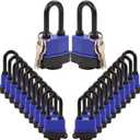 SEPOX 20Pcs Heavy-Duty 44mm 1.75" Out-Door Padlock Keyed-Alike, Water-Proof Cover, Steel Lock with Same-Key, Weather-Proof Extra-Long-Shackle Anti-Rust, Brass Cylinder for Boat,Fishing, Marine,Fence (20Blue)