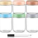 DRKIO 10 & 16 Oz Overnight Oats Containers with Lids - 6 Pack Glass Storage Jars with Airtight Lids Wide Mouth Mason Food Jars Great for Meal Prep Salad Chia Puddirg Snacks Yogurt Sugar Spice Cereal