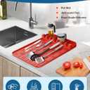 Silicone Griddle Tools Mat for Blackstone, Heat Resistant Spatula Mat, Grill BBQ Caddy Utensils Holder, Blackstone Griddle Accessories, Silicone Grill Mats for Outdoor GrillRed