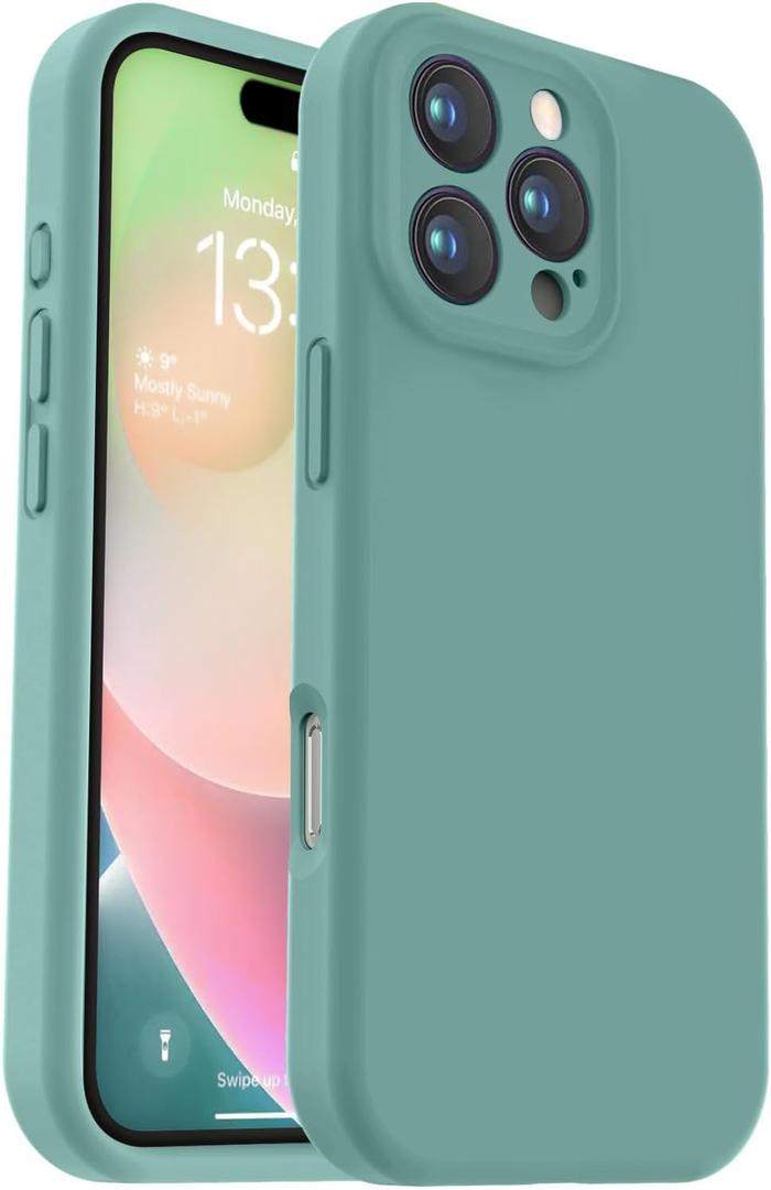 Vooii Compatible with iPhone 16 Pro Case, Liquid Silicone Upgrade [Camera Protection] [Soft Anti-Scratch Microfiber Lining] Shockproof Phone Case for iPhone 16 Pro 6.3 inch - Pine Green