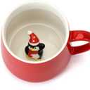 2 x Cute Penguin Ceramic Coffee Mug Hidden 3D Animal In Cup Ideal Creative Holiday Gifts Christmas and Birthday Gifts for Animal Lovers Family Kids Friends Colleagues 12OZ (Black and Red)