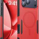 Heavy Duty Case for iPhone 17 Pro Max [Fit for MagSafe] Military-Grade Shockproof Protection Rugged Phone Case, Anti-Fingerprint Cover for i Phone 17 Pro 6.3", Red
