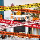 4 Pcs Zombie Area Caution Tape - DO NOT CROSS, 3 Inch x 120 Ft, Scary Halloween Zombie Decorations, Warning Barricade Safety Tape for Haunted House Party Danger Zone