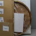 Round Ottoman Tray for Coffee Table Living Room Wood Serving Tray Large Wooden 24 Inches Rustic Brown