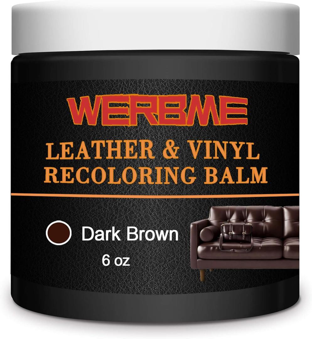 Leather Recoloring Balm & Color Restorer - Multipurpose Dye & Paint for Faded Leather Couches, Car Seats, Shoes | Fix Scratches on Clothing, Furniture & Accessories(Dark Brown) (Small Size)