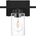 3-Light Bathroom Vanity Light, Modern Black Wall Lights with Clear Glass Shades, Bathroom Wall Sconce Lamp for Mirror Living Room Bedroom Hallway