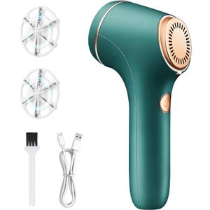Fabric Shaver and Lint Remover - Rechargeable Fabric Remover, Sweater Shaver for Clothes and Furniture Adapter or Sweater Shaver Removing Fleece Fuzz (Green)