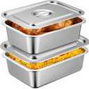 2 Pack 4 Inch Extra Deep Lasagna Baking Pan with Lid, 11"x14.2" 7.4qt & 8.6"x12.5" 4qt Rectangular Large Stainless Steel Nonstick Lasagna Roasting Pans Set Deep Baking Dish Set for Oven