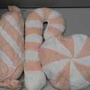 Anglechic 3 Pcs Christmas Pillows Decorative Throw Pillows Candy Merry Christmas Tree Stuffed Wool Soft Xmas Plush Cushion for Sofa Couch Bedroom Living Room (Pink)