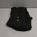 Women's Casual Black Short-Sleeve Henly-Style V-Neck Top with Wood Buttons XL