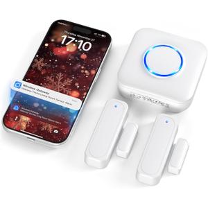Smart WiFi Door Sensor Window Sensor, Contact Sensor Alarm for Home Automation & Kids Safety, Door Open Reminder, App Alerts, 500ft Range, 32 Ringtones, 5 Adjustable Volumes (White)