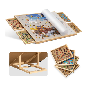 Becko US 1000-Pc Tilting Puzzle Board with 4 Drawers & Cover, Adjustable Jigsaw Puzzle Table with Built-in Easel/Stand, Portable Boards with Puzzles Storage for Adults, with Premium Flannel Tabletop