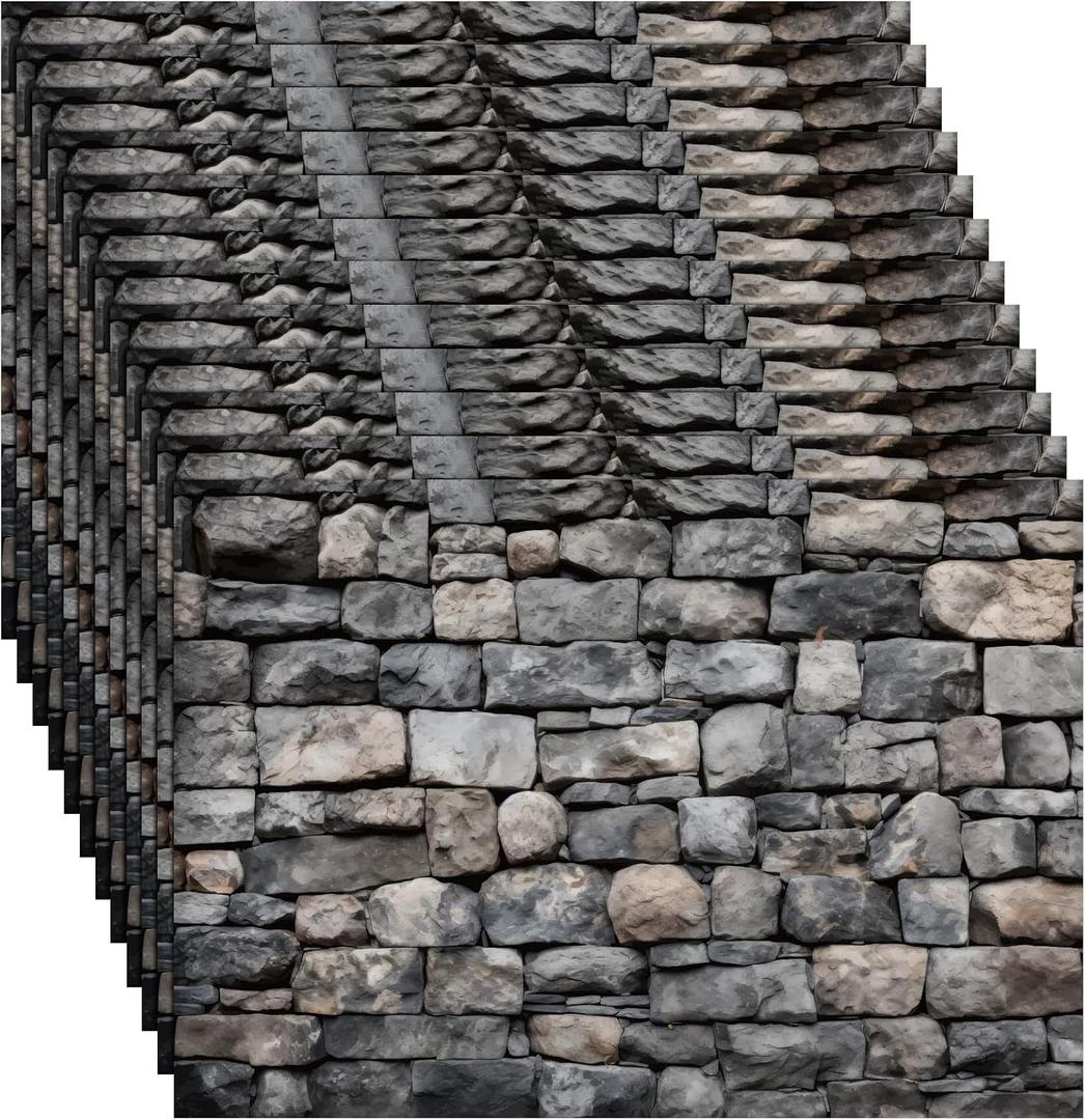 35 Pcs Miniature Dollhouse Wallpaper Self-Adhesive Mini DIY Floorboards Wall Paper Real Life DIY Decoration for Dollhouse (Brick Gray)