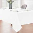 Veblandy 2 Pack Rectangle Tablecloth, 60x84 inch, Water Resistant Wrinkle Free Linen Textured Table Cloth Washable, Decorative Fabric Table Cover for Dining, Party and Camping, White