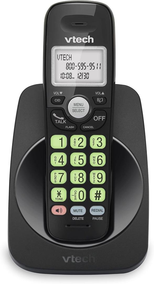 VTech Cordless Phone with DECT 6.0, Full-Duplex Speakerphone, Lighted Display, Backlit Keypad, Caller ID/Call Waiting, Volume Control, Hearing Aid Compatible, Wall Mount | VG131-11 (Black)