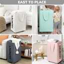 Goodpick Rolling Laundry Basket with Wheels,75L Large Collapsible Laundry Hamper with Removable Wash Bag Space for living room, Blue (Blue 1-Pack)