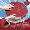 VOXIVEE Placemats Set of 4 - Round 15 Inch Cotton Linen Embroidered Scalloped Cloth Table Mats, Washable Red Placemat for Valentine Thanksgiving Holiday Wedding Party Decor