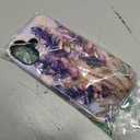 Compatible with MagSafe Flower Phone Case for iPhone 17, Cute Magnetic Stained Glass Floral Aesthetic Soft Shockproof Protective Phone Cover for Women Girls-Purple Lavender
