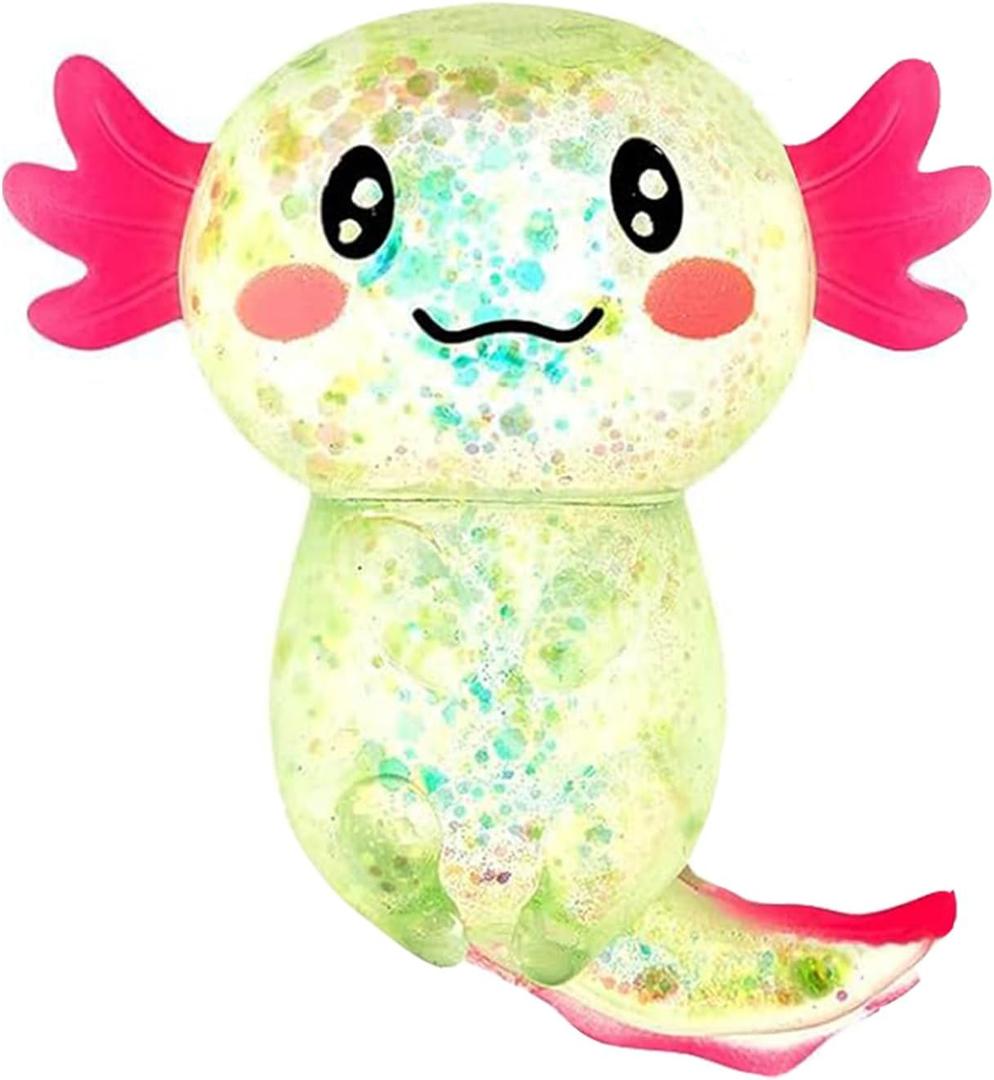Sezua Squishy Fidget Stress Ball - Taba Squishies Squeeze Sensory Axolotl Toys, Axolotl Squishy Sugar Stress Ball Toys for Adults Kid, Glitter Salamander Gift for Party Birthday Christmas
